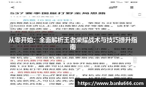 从零开始：全面解析王者荣耀战术与技巧提升指南